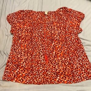Lucky Brand orange leopard print blouse with tassels